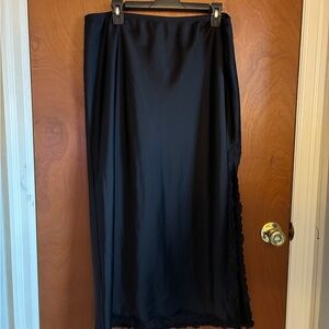 Black Lace-Trim Maxi Slip Skirt